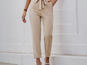 Roselina Lace-up Elastic-waist Trousers Simple And Elegant Suitable For Commuting