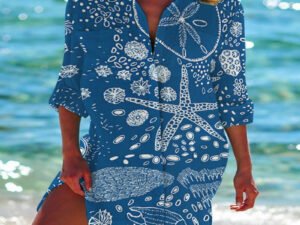 Roselina Bikini Coat Shirt Swimsuit Cardigan Women's Clothes Print Holiday Beach Shirt